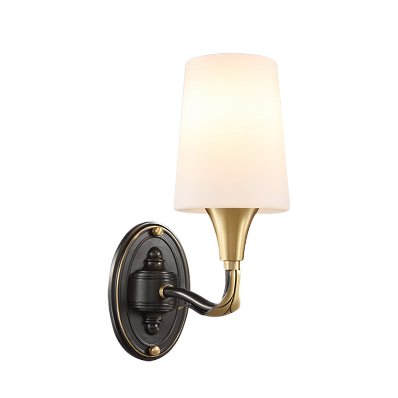 Frendorf | Messing Konisch Wandmontierte Lampe Traditionelles Frosted Glass 1/2-Light Korridor Wand Sconce Beleuchtung
