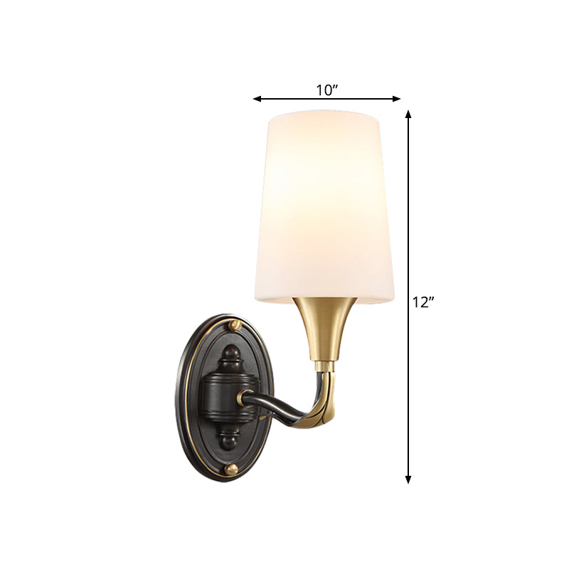 Frendorf | Messing Konisch Wandmontierte Lampe Traditionelles Frosted Glass 1/2-Light Korridor Wand Sconce Beleuchtung