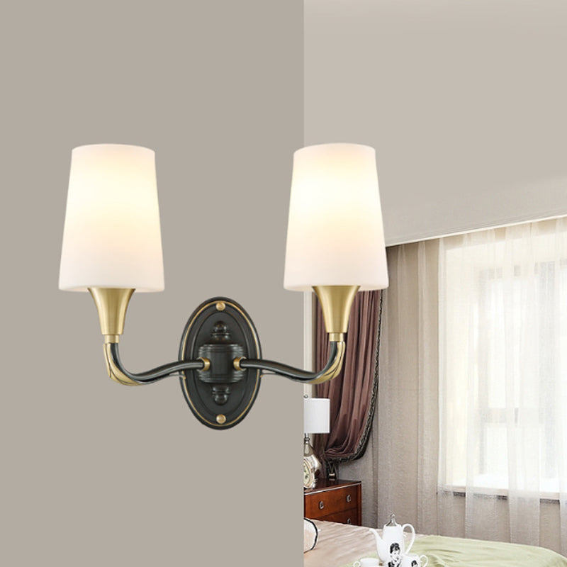 Frendorf | Messing Konisch Wandmontierte Lampe Traditionelles Frosted Glass 1/2-Light Korridor Wand Sconce Beleuchtung