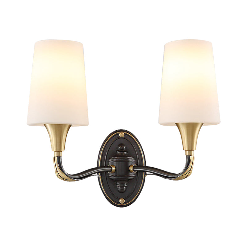 Frendorf | Messing Konisch Wandmontierte Lampe Traditionelles Frosted Glass 1/2-Light Korridor Wand Sconce Beleuchtung