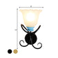 Frendorf | 1 Licht Frosted Glas Wandverlichting Landelijk Zwart/Goud Uitlopende Ganglamp met Gedraaide Arm
