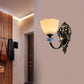 Frendorf | 1/2-Head Wandleuchte Landhaus Flur Wandbeleuchtung mit Schalen aus satiniertem Glas in Schwarz