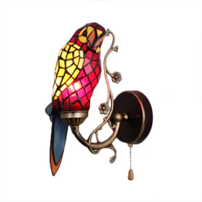 Frendorf | Rustieke Papegaai Wandverlichting Kunst Glas 1 Licht Art Deco Wandlamp voor Woonkamer