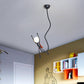 Superheld Mini Aufhängung Pendelleuchte Cartoon Eisen Einzelne Kinderzimmer hängende Lampe in Schwarz mit offenem Glühbirnen-Design