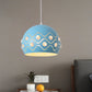 Ausschnitte Kuppel Shade Drop Pendelleuchte Macaron Eisen 1-Licht Rosa/Blau/Grün Aufhängung Lampe mit Eingebettetem Kristall Dekor