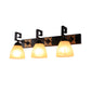 Frendorf | 3-Birnen Tan Rissglas Vanity Beleuchtung Landhaus Schwarz Domed Badezimmer Wandleuchte Lampe