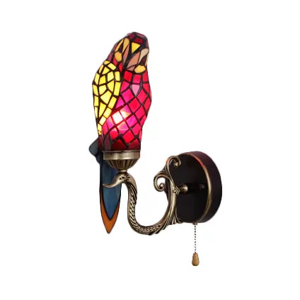 Frendorf | Rustieke Papegaai Wandverlichting Kunst Glas 1 Licht Art Deco Wandlamp voor Woonkamer