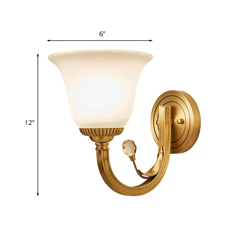 Frendorf | Messing-Finish 1/2-Licht Wandlampe Kolonial Frosted Glass Glocken Auf Wandlampen Leuchte für Flur