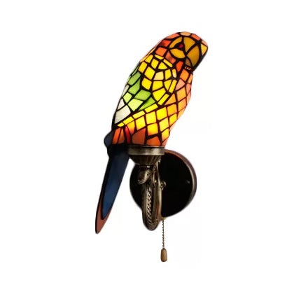 Frendorf | Rustieke Papegaai Wandverlichting Kunst Glas 1 Licht Art Deco Wandlamp voor Woonkamer