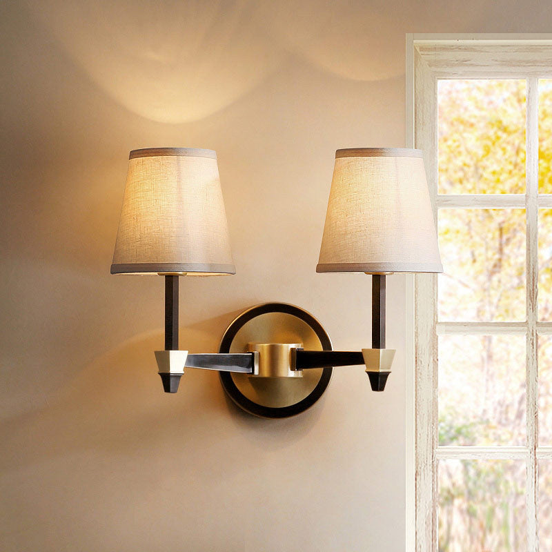 Frendorf | Stoffen Conische Wandlamp Wandlamp Landelijke Stijl 1/2-Kop Woonkamer Wandverlichting Ideeën in Zwart