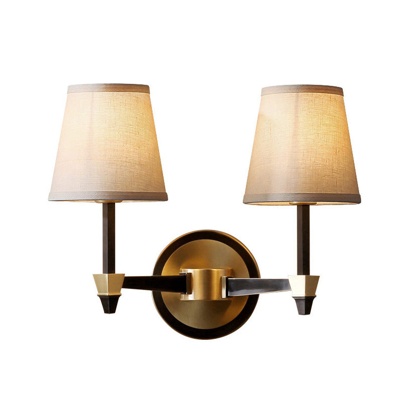 Frendorf | Stoffen Conische Wandlamp Wandlamp Landelijke Stijl 1/2-Kop Woonkamer Wandverlichting Ideeën in Zwart