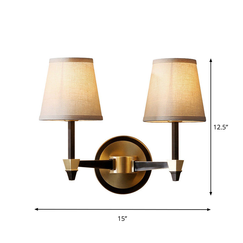 Frendorf | Stoffen Conische Wandlamp Wandlamp Landelijke Stijl 1/2-Kop Woonkamer Wandverlichting Ideeën in Zwart
