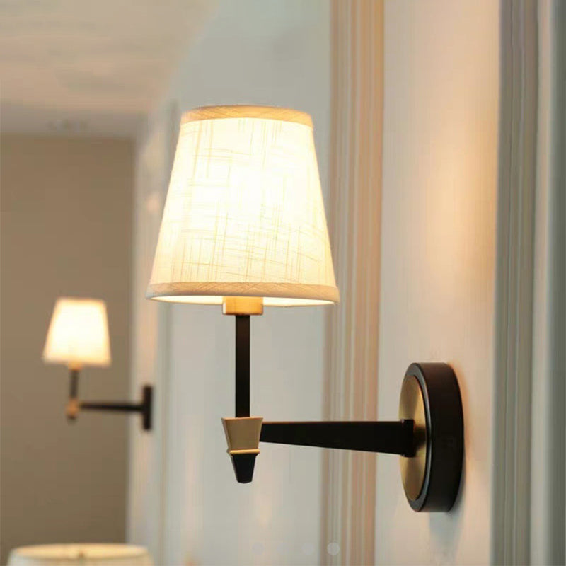 Frendorf | Stoffen Conische Wandlamp Wandlamp Landelijke Stijl 1/2-Kop Woonkamer Wandverlichting Ideeën in Zwart