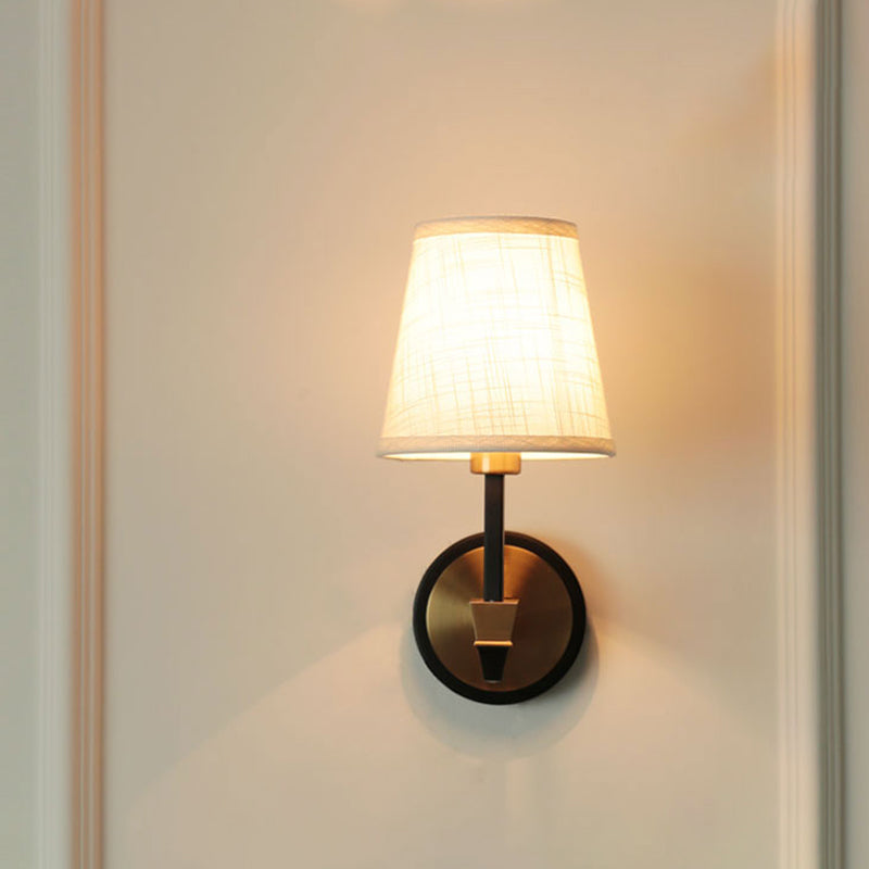 Frendorf | Stoffen Conische Wandlamp Wandlamp Landelijke Stijl 1/2-Kop Woonkamer Wandverlichting Ideeën in Zwart