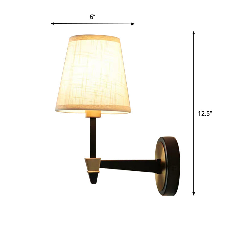 Frendorf | Stoffen Conische Wandlamp Wandlamp Landelijke Stijl 1/2-Kop Woonkamer Wandverlichting Ideeën in Zwart