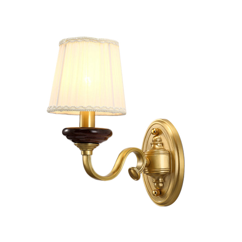 Frendorf | 1/2-Birnen Stoff Wandmontierte Lampe Traditionelle Messing-Finish Verjüngte Wandlicht Wandleuchte für Esszimmer