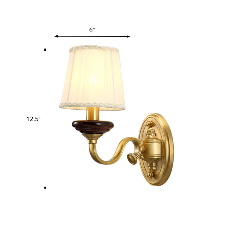 Frendorf | 1/2-Birnen Stoff Wandmontierte Lampe Traditionelle Messing-Finish Verjüngte Wandlicht Wandleuchte für Esszimmer