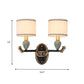 Frendorf | 1/2-Birne Wandmontierte Lampe Traditionelle Trommel Stoff Wand Sconces Beleuchtung in Schwarz für Schlafzimmer