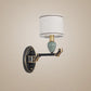 Frendorf | 1/2-Birne Wandmontierte Lampe Traditionelle Trommel Stoff Wand Sconces Beleuchtung in Schwarz für Schlafzimmer