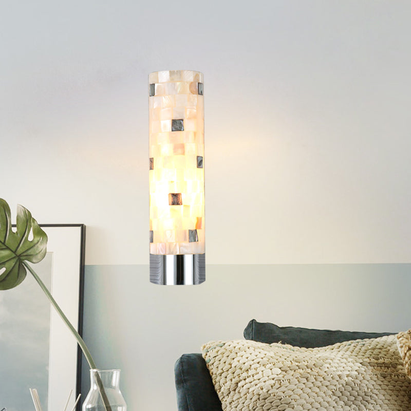 Frendorf | Gepuzzleerde Werk Pilaar Wandlamp Moderne Schelp 1 Kop Badkamer Wandschijnwerpers Verlichting in Chroom