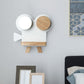 Frendorf | Schießkamera Wandlampe Nordic Eisen Grau/Weiß-Holz LED Flush Wand Sconce mit Regal-Funktion