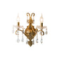 Frendorf | 1/2-Licht Kaarsenhouder Wandarmatuur Antiek Gouden IJzeren Wandlamp met Kristallen Draperie