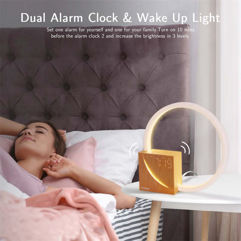 Frendorf | LumaVibe Touch-Nachttischlampe & Wecker | LED-Licht für modernes Wohnambiente