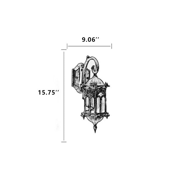 Europäische Vintage wasserdichte 1-flammige Wandleuchte aus Metall für den Außenbereich