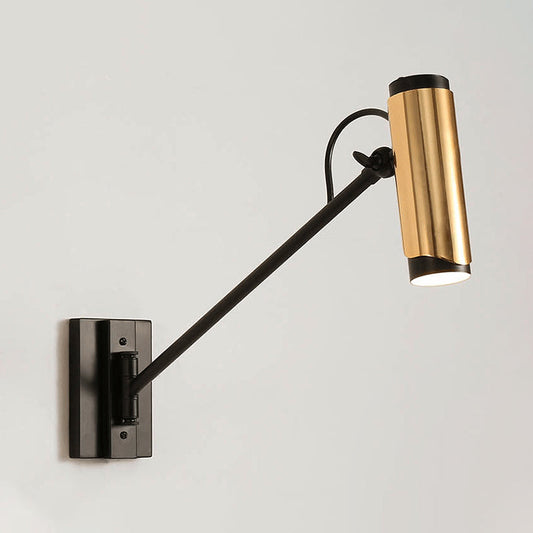 Frendorf | 1 Glühbirne Metall Wandlampe Industrie Schwarz und Gold Zylindrische Verstellbare Wandbeleuchtung Ideen