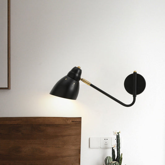 Frendorf | Schwarze 1 Licht Wandlampe Bauernhaus Metallene Schräge Arm Wandleuchte mit Kuppel-Schirm