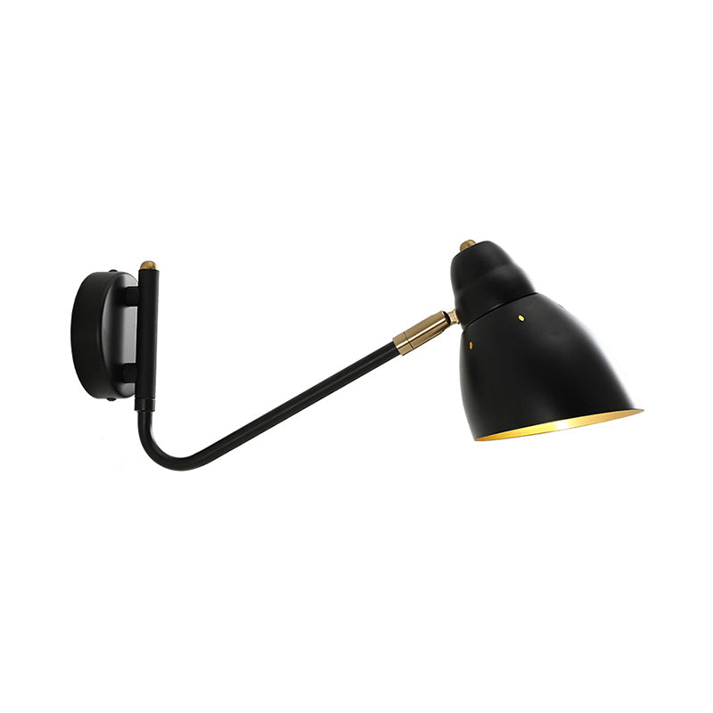 Frendorf | Schwarze 1 Licht Wandlampe Bauernhaus Metallene Schräge Arm Wandleuchte mit Kuppel-Schirm