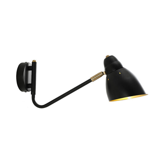 Frendorf | Schwarze 1 Licht Wandlampe Bauernhaus Metallene Schräge Arm Wandleuchte mit Kuppel-Schirm