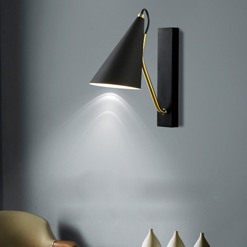 Frendorf | Kegelförmige Schlafzimmer Wandmontage Licht Loft Eisen 1 Kopf Schwarz/Weiß Finish Wandbeleuchtungsarmatur