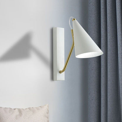 Frendorf | Kegelförmige Schlafzimmer Wandmontage Licht Loft Eisen 1 Kopf Schwarz/Weiß Finish Wandbeleuchtungsarmatur