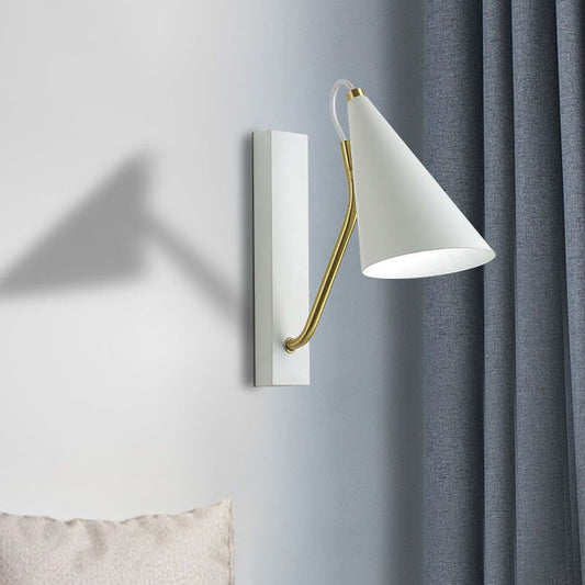 Frendorf | Kegelförmige Schlafzimmer Wandmontage Licht Loft Eisen 1 Kopf Schwarz/Weiß Finish Wandbeleuchtungsarmatur