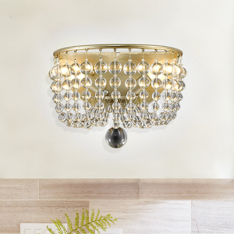 Frendorf | 2-Lampen Wandmontage Lamp Plattelands Beaded Kristallen Bol Wandlamp Verlichting in Goud voor Woonkamer