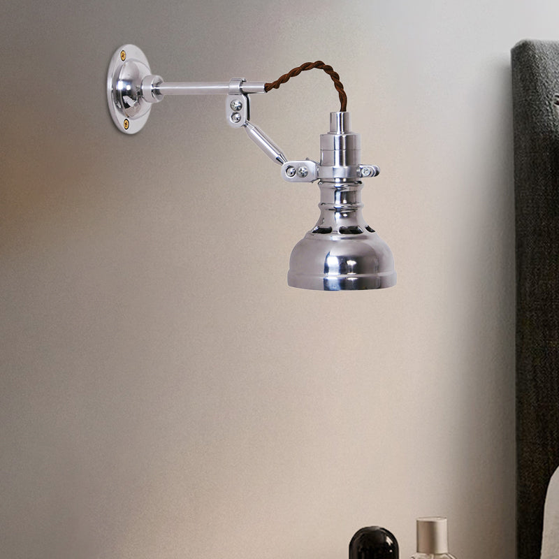 Frendorf | Polished Chrome Torchlight Wandverlichting Industriële Metaal 1 Hoofd Nachtkastje Rotating Wandgemonteerd Lichtarmatuur