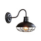 Frendorf | Breite Schüssel Eisen Wandlampe Industriestil 1-Licht Bistro Wandleuchte mit unterem Drahtkäfig in Schwarz/Kaffee