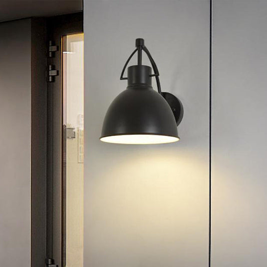 Frendorf | Schalenform Außen Wandbeleuchtung Loft Eisen 1-Licht Schwarz Wandlampe Fixture