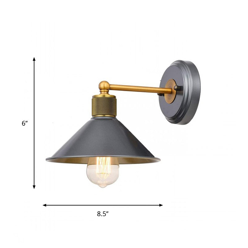 Frendorf | Aluminium konische Wandlamp fabriek 1 kop woonkamer wandlamp in blauw-grijs met messing rechte arm