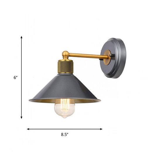 Frendorf | Aluminium konische Wandlamp fabriek 1 kop woonkamer wandlamp in blauw-grijs met messing rechte arm