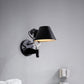 Frendorf | Metalen Truncated Cone Taak Wandlamp Industrieel Enkele Nachttafel Wandmontage Licht met Verstelbare Arm in Zwart/Zilver