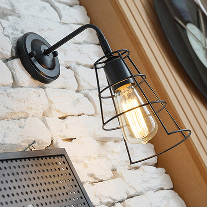 Frendorf | Schwarze Kegelkäfig Rotierende Wandlampe Industrielles Metall 1 Kopf Schlafzimmer Wandleuchte Wandbeleuchtung