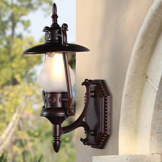 Frendorf | Lantern Frosted Glass Wandverlichting Warehouse 1 Head Corridor Wandlamp in Zwart