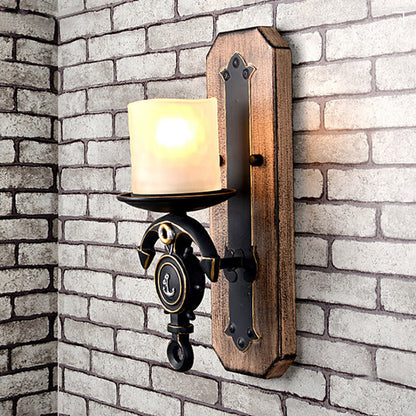 Frendorf | Schwarze Zylinder-Wandlampe Industrielle Mattglas 1/2-Licht Esszimmer Wandleuchte mit Ankerdesign