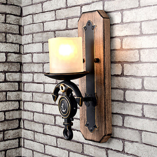 Frendorf | Schwarze Zylinder-Wandlampe Industrielle Mattglas 1/2-Licht Esszimmer Wandleuchte mit Ankerdesign