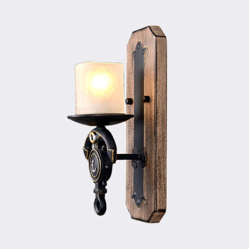 Frendorf | Schwarze Zylinder-Wandlampe Industrielle Mattglas 1/2-Licht Esszimmer Wandleuchte mit Ankerdesign