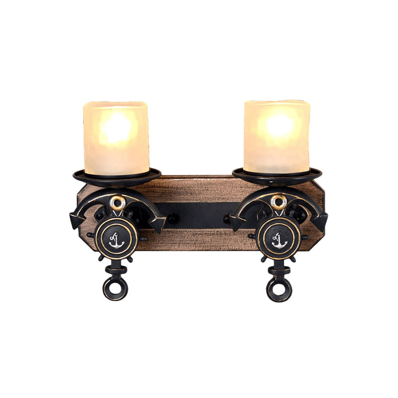 Frendorf | Schwarze Zylinder-Wandlampe Industrielle Mattglas 1/2-Licht Esszimmer Wandleuchte mit Ankerdesign