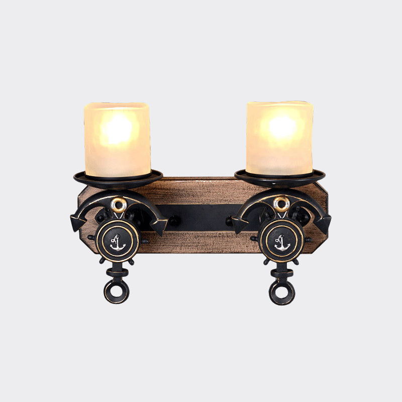 Frendorf | Schwarze Zylinder-Wandlampe Industrielle Mattglas 1/2-Licht Esszimmer Wandleuchte mit Ankerdesign