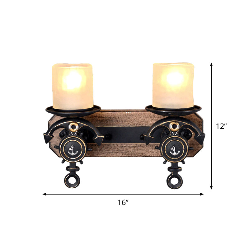 Frendorf | Schwarze Zylinder-Wandlampe Industrielle Mattglas 1/2-Licht Esszimmer Wandleuchte mit Ankerdesign